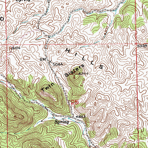 Topographic Map of Twin Sisters, SD
