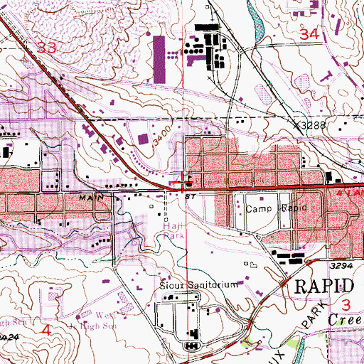 Topographic Map of Upper Rapid School, SD