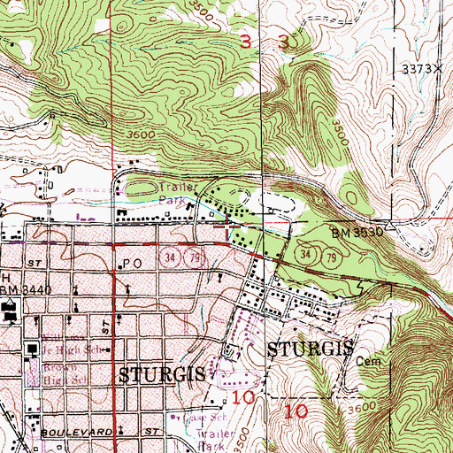 Topographic Map of Vanocker Creek, SD