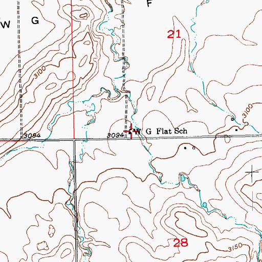 Topographic Map of W G Flat School, SD