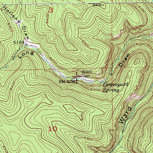 Topographic Map of Ward - Carr Cemetery, SD