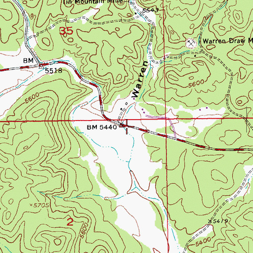 Topographic Map of Warren Gulch, SD