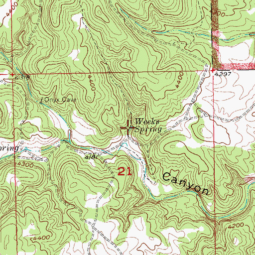 Topographic Map of Weeks Spring, SD