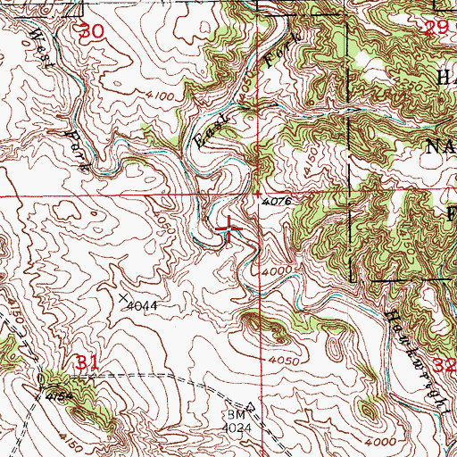 Topographic Map of West Fork Hawkwright Creek, SD