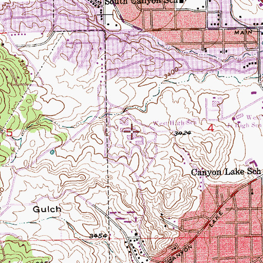 Topographic Map of West High School, SD