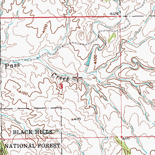 Topographic Map of West Pass Creek, SD