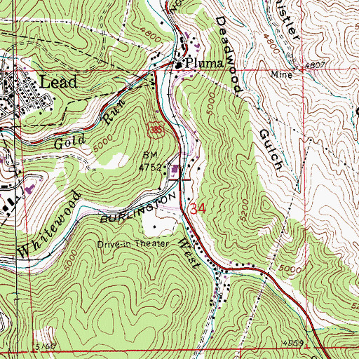 Topographic Map of West Strawberry Creek, SD