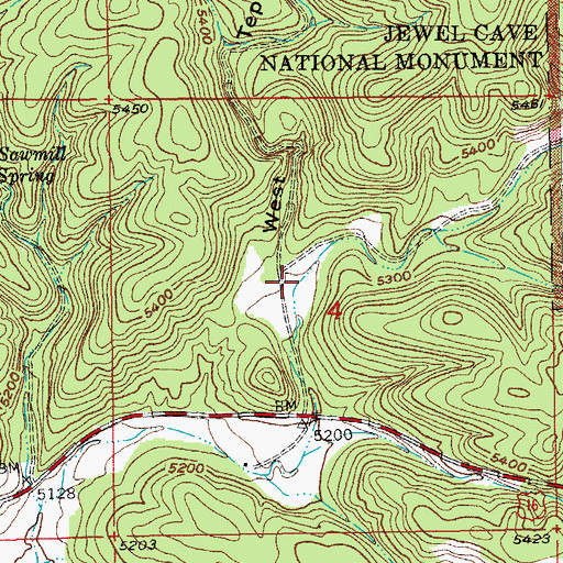 Topographic Map of West Tepee Canyon, SD