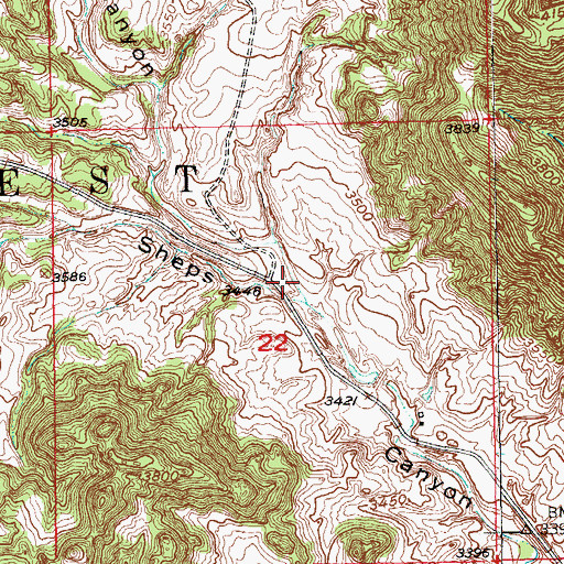 Topographic Map of Whaley Canyon, SD
