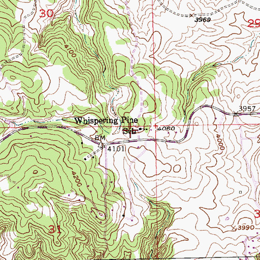 Topographic Map of Whispering Pine School, SD