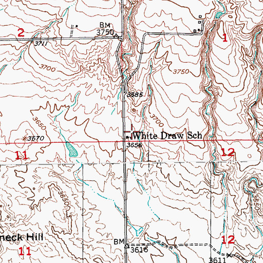 Topographic Map of White Draw School, SD