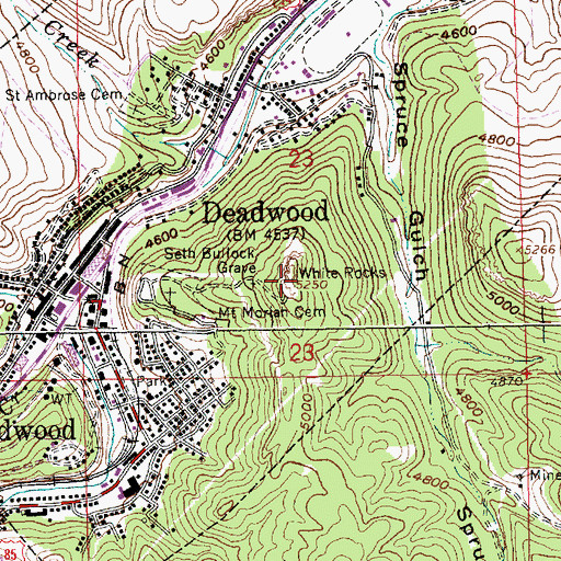 Topographic Map of White Rocks, SD
