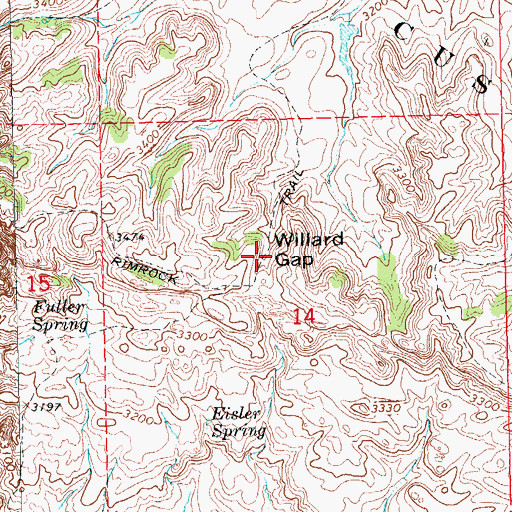 Topographic Map of Willard Gap, SD
