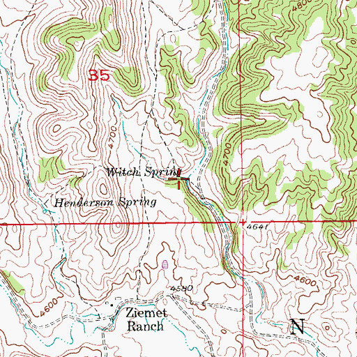 Topographic Map of Witch Spring, SD