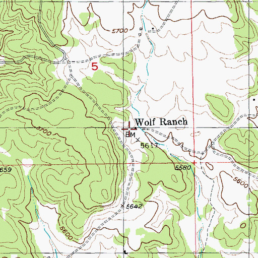 Topographic Map of Wolf Ranch, SD
