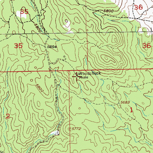 Topographic Map of Woodchuck Mine, SD