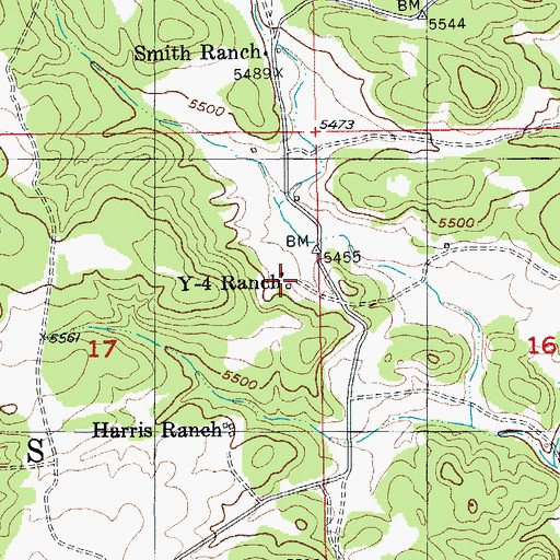 Topographic Map of Y-4 Ranch, SD