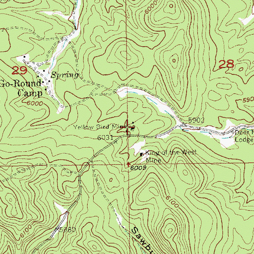 Topographic Map of Yellow Bird Mine, SD