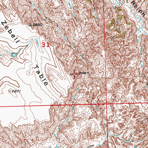 Topographic Map of Zebell Table, SD