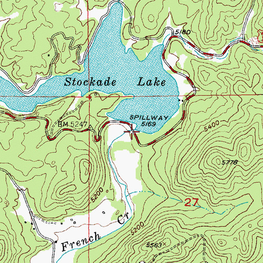 Topographic Map of Stockade Lake Dam, SD