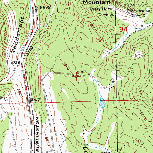 Topographic Map of Crazy Post Office, SD