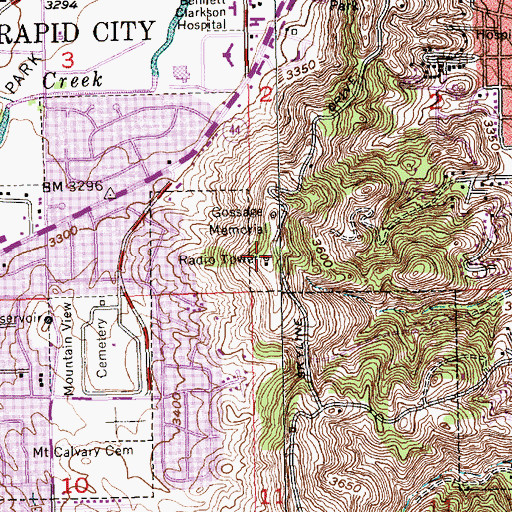 Topographic Map of KTEQ-FM (Rapid City), SD
