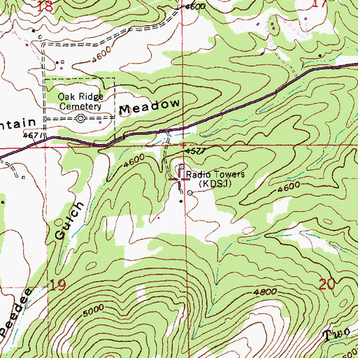 Topographic Map of KDSJ-AM (Deadwood), SD