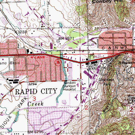Topographic Map of Baken Park Shopping Center, SD