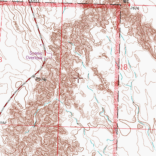 Topographic Map of Badlands Airfield (historical), SD