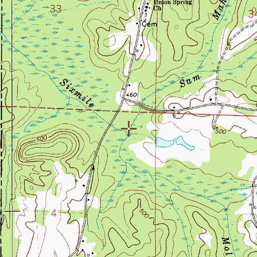 Topographic Map of Sam Branch, AL