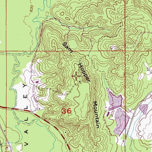 Topographic Map of Sam Hopper Mountain, AL