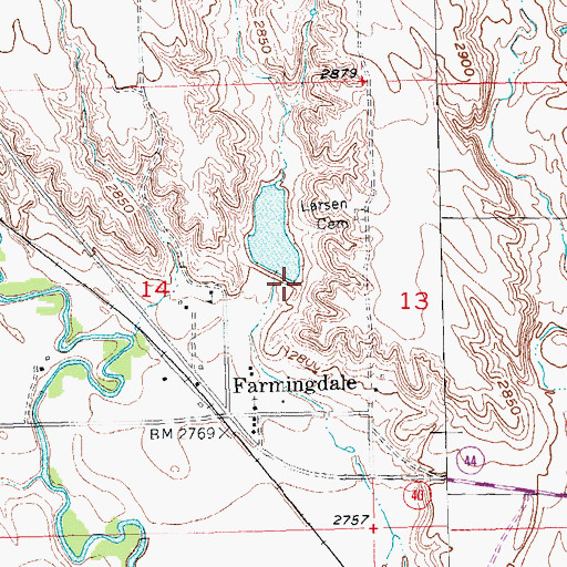 Topographic Map of Farming Dale 1 Dam, SD