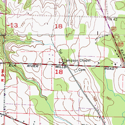 Topographic Map of Sampson Chapel, AL