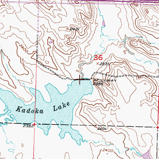 Topographic Map of Kadoka Lake Dam, SD