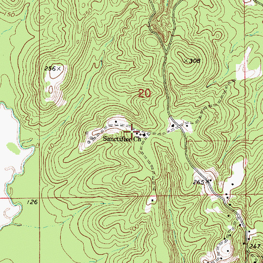 Topographic Map of Sanctified Church, AL