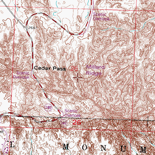 Topographic Map of Millard Ridge, SD