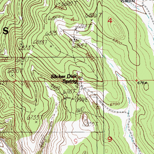 Topographic Map of Slicker Dick Spring, SD
