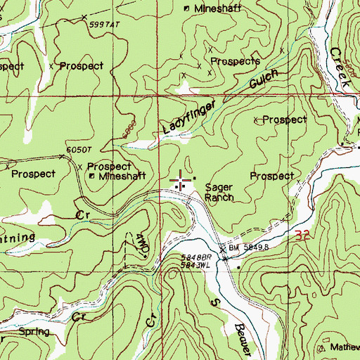 Topographic Map of Sager Ranch, SD