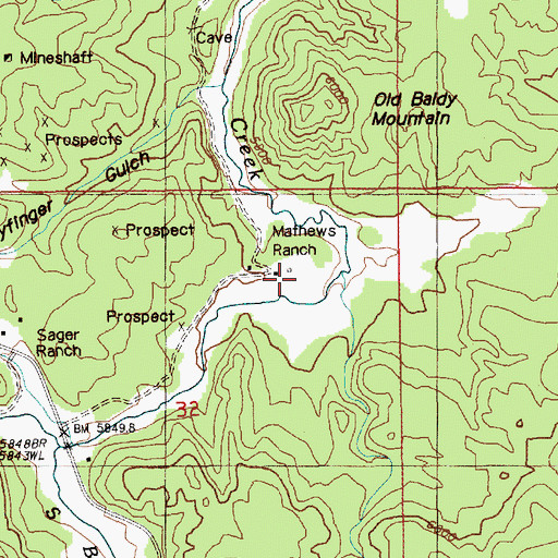 Topographic Map of Mathews Ranch, SD