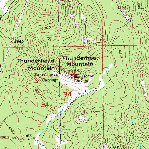 Topographic Map of Crazy Horse Memorial, SD