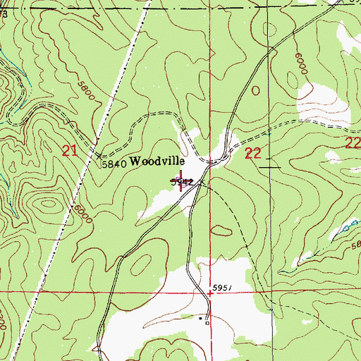 Topographic Map of Woodville Lake, SD