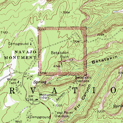 Topographic Map of Betatakin Ruin, AZ