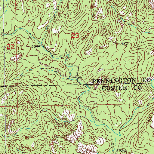 Topographic Map of Grizzly Creek Trail, SD