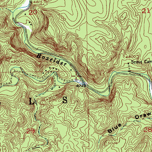 Topographic Map of Box Elder Forks Campground, SD