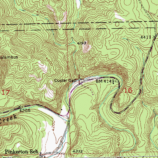 Topographic Map of Custer Gap, SD