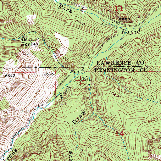 Topographic Map of Cave Draw Summer Homes, SD