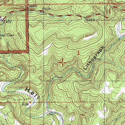 Topographic Map of Jewel Cave Visitor Center, SD