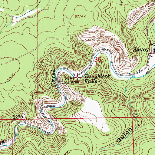 Topographic Map of Roughlock Falls Picnic Area, SD