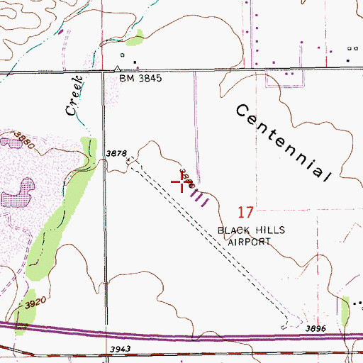 Topographic Map of Black Hills Airport-Clyde Ice Field, SD