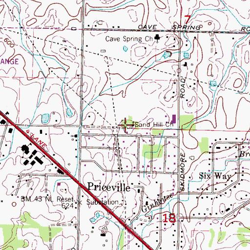Topographic Map of Sand Hill Church, AL